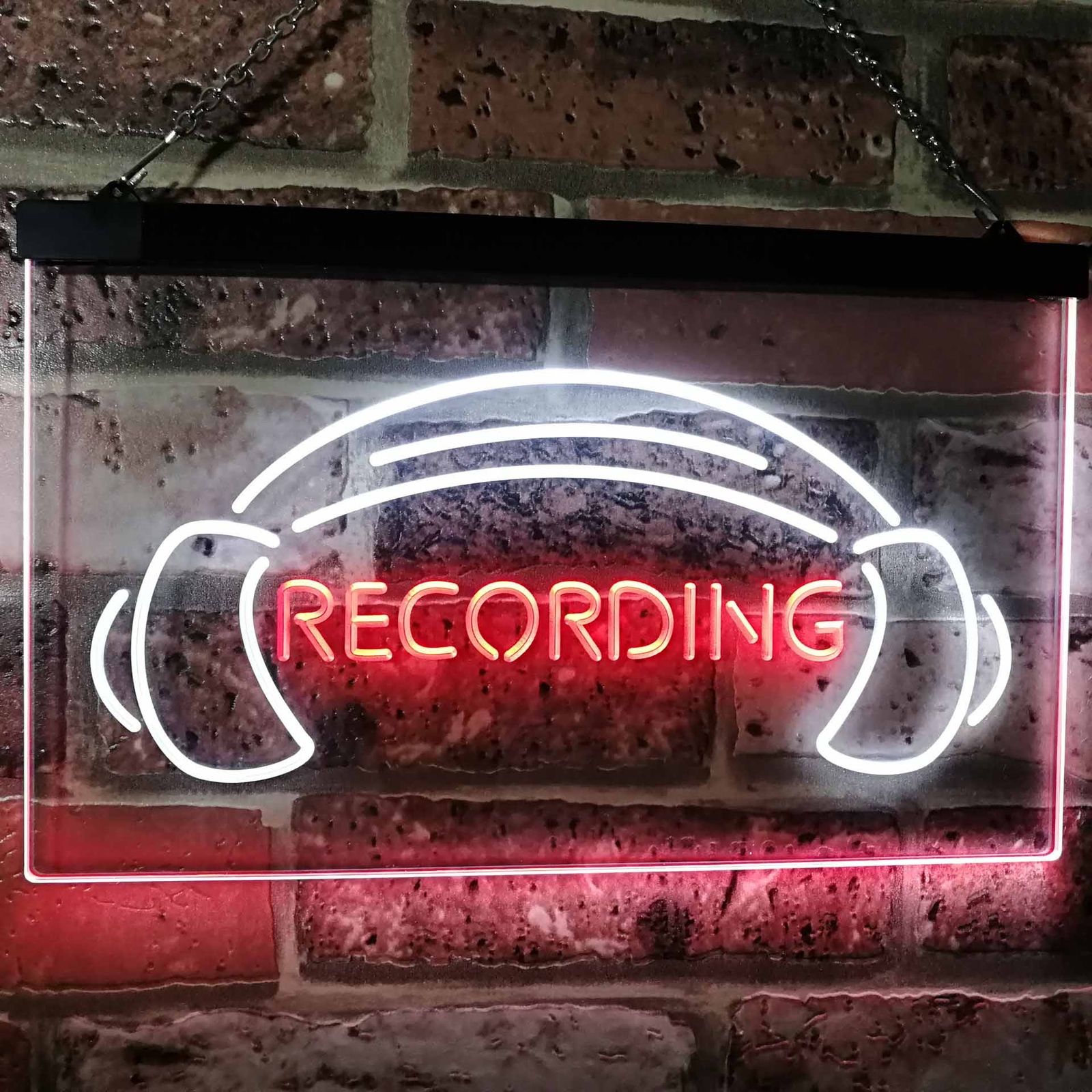 Recording Headphone On The Air Studio Dual Color Led Neon Sign